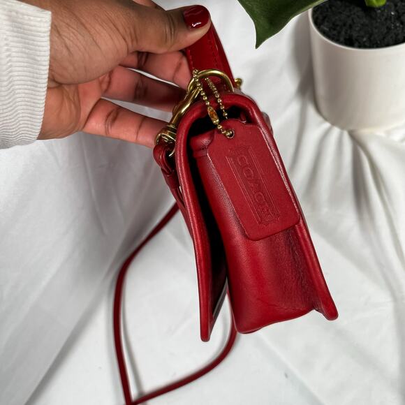 COACH Casino 9924 Red Leather Shoulder Bag Vintage Nickel Hardware Crossbody - Picture 8 of 11